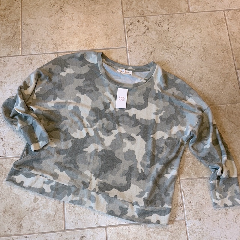 Camouflage Long Sleeve Top by Pink Rose
